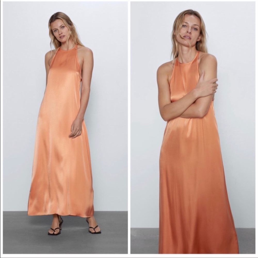 Zara Peach Silk Maxi
